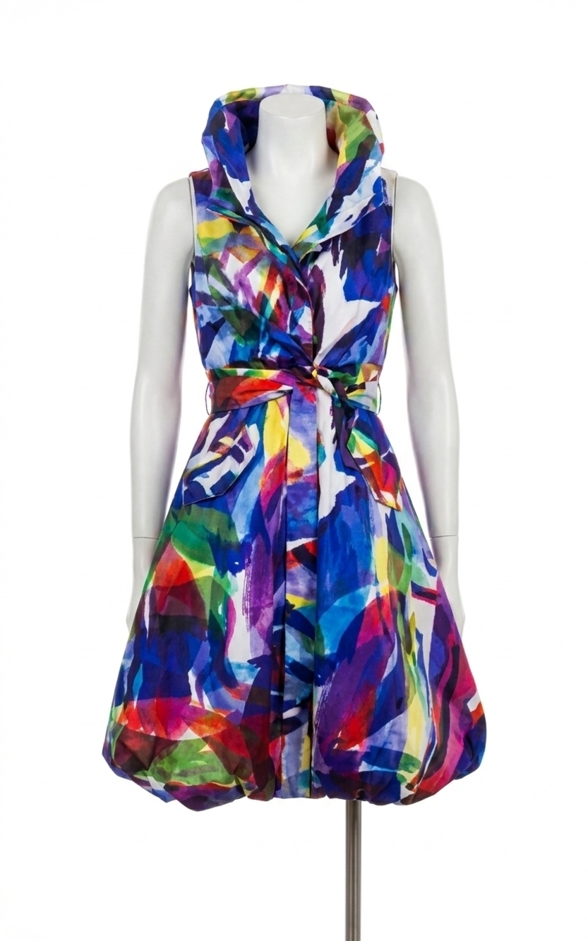 NEW SAMUEL DONG women's print bubble dress in blue multi
